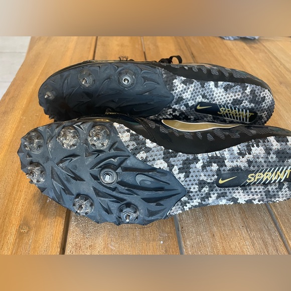 Nike Shoes Racing Cleats Zoom Rival S Sprint Track Women SZ 10.5 Black Gold - Picture 3 of 4